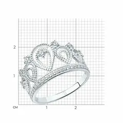 94011515 - Кольцо КОРОНА из серебра с фианитами