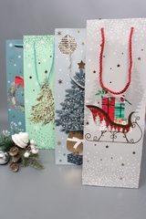 Пакет подарочный под бутылку, НГ Новогодняя фантазия, МИКС, 12*36*9 см (Д*В*Ш)