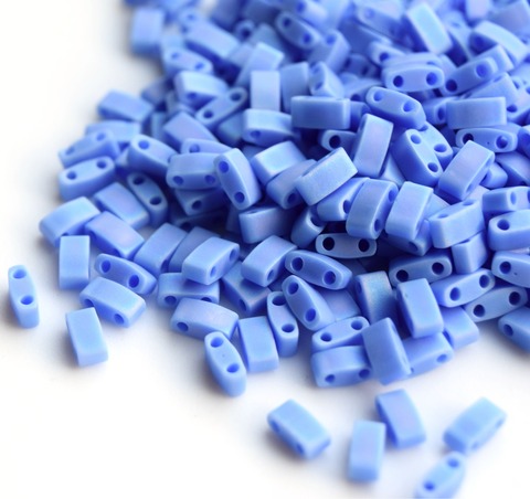 HTL-0417FR Бисер Миюки Половинка Тилы Голубой матовый непрозрачный с радужным отливом /Miyuki Half Tila Opaque periwinkle matted AB