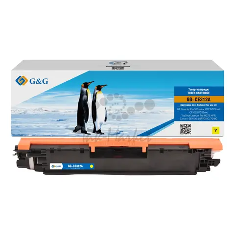 Тонер-картридж G&G, аналог HP CE312A, 126A, Canon 729 желтый 1k с чипом