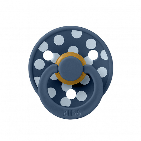 Пустышка латексная BIBS Studio - Polka - Steel Blue/Baby Blue, 6-18 месяцев