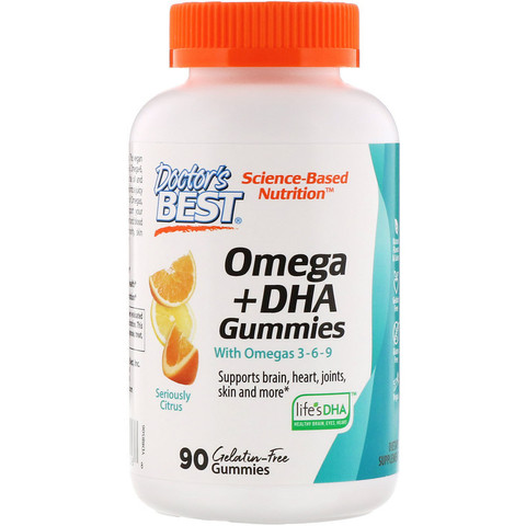 Doctor's Best, Omega 3 + DHA, Seriously Citrus, 90 Gummies