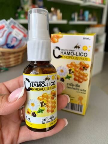 Купить выгодно Chamo-lico propolis plus спрей от боли в горле с прополисом и ромашкой без сахара в Иркутске камиллосан тайский спрей от боли в горле