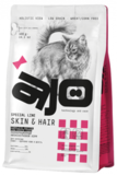 Сухой низкозерновой корм для кошек Ajo Breeder Skin & Hair, здоровая кожа и шерсть, 10 кг