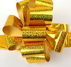 Бант-шар Голография, Желтый / 15см*4,5см, 1 шт.