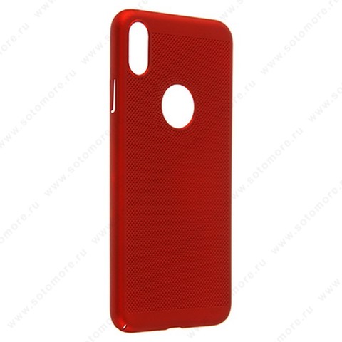 Накладка пластиковая перфорированная для Apple iPhone XS Max красный