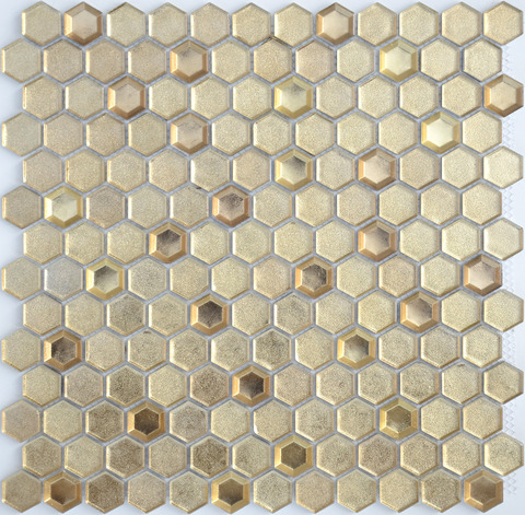 Мозаика LeeDo: Alchimia - Aureo grani hexagon 30х30x0,6 см (чип 23x13x6 мм)