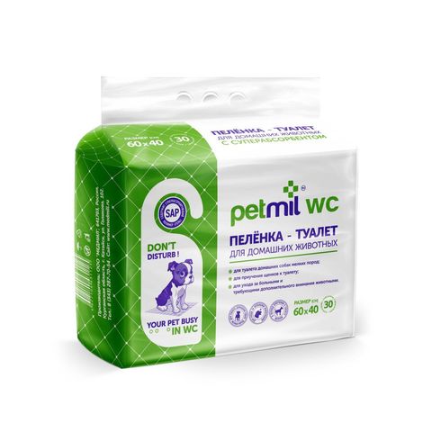 Petmil WC Пеленка 30 шт подстилка впитывающая 60x40 см