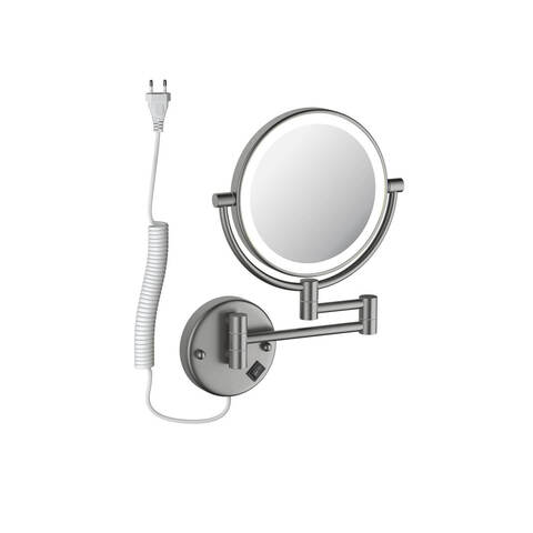 Aquatek AQ4915BGM AQ4915BGM зеркало косметическое настенное с подсветкой 5х, шлиф. черный хром