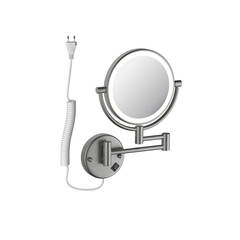 Aquatek AQ4915BGM AQ4915BGM зеркало косметическое настенное с подсветкой 5х, шлиф. черный хром фото