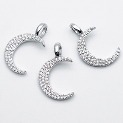 Подвеска Месяц, цвет серебро (родий), фианиты, размер 21*13 мм, цена за 1 шт