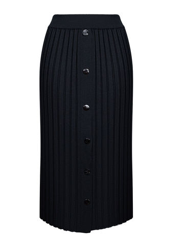 Женская юбка черного цвета из шелка и кашемира - фото 1
