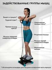 Мини-степпер поворотный с эспандерами PLANTA FD-STEP-002
