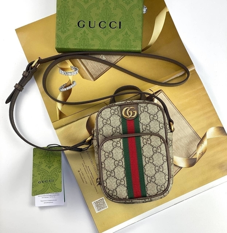 Мини-сумка Gucci Ophidia коричневый