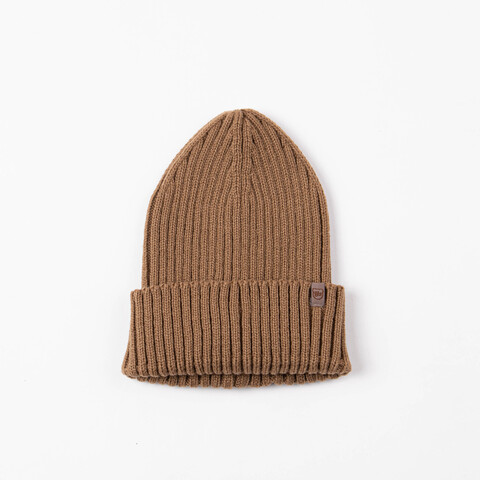 Turn-up pointy hat of blend yarn - Hazelnut