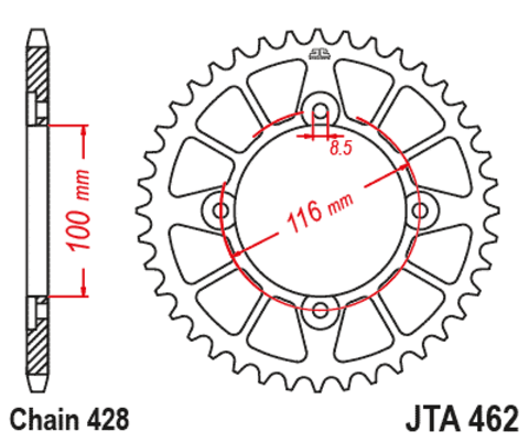 Звезда ведомая алюминиевая JTA462 51BLK