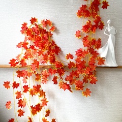 Кленовые листья, осенние искусственные, лиана 2,35 метра, листья около 6,5*7 см, набор 6 шт.
