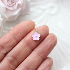 Подвеска Цветок с эмалью 11*9 мм, розовая, позолота, П1046