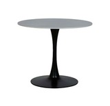 Стол обеденный MOON керамический, серый D90, основание металл черный D60