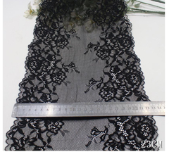 Кружево эластичное черное 23 см, букет