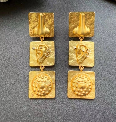 Длинные серьги ANATOMI в стиле Schiaparelli с подвесками квадратами