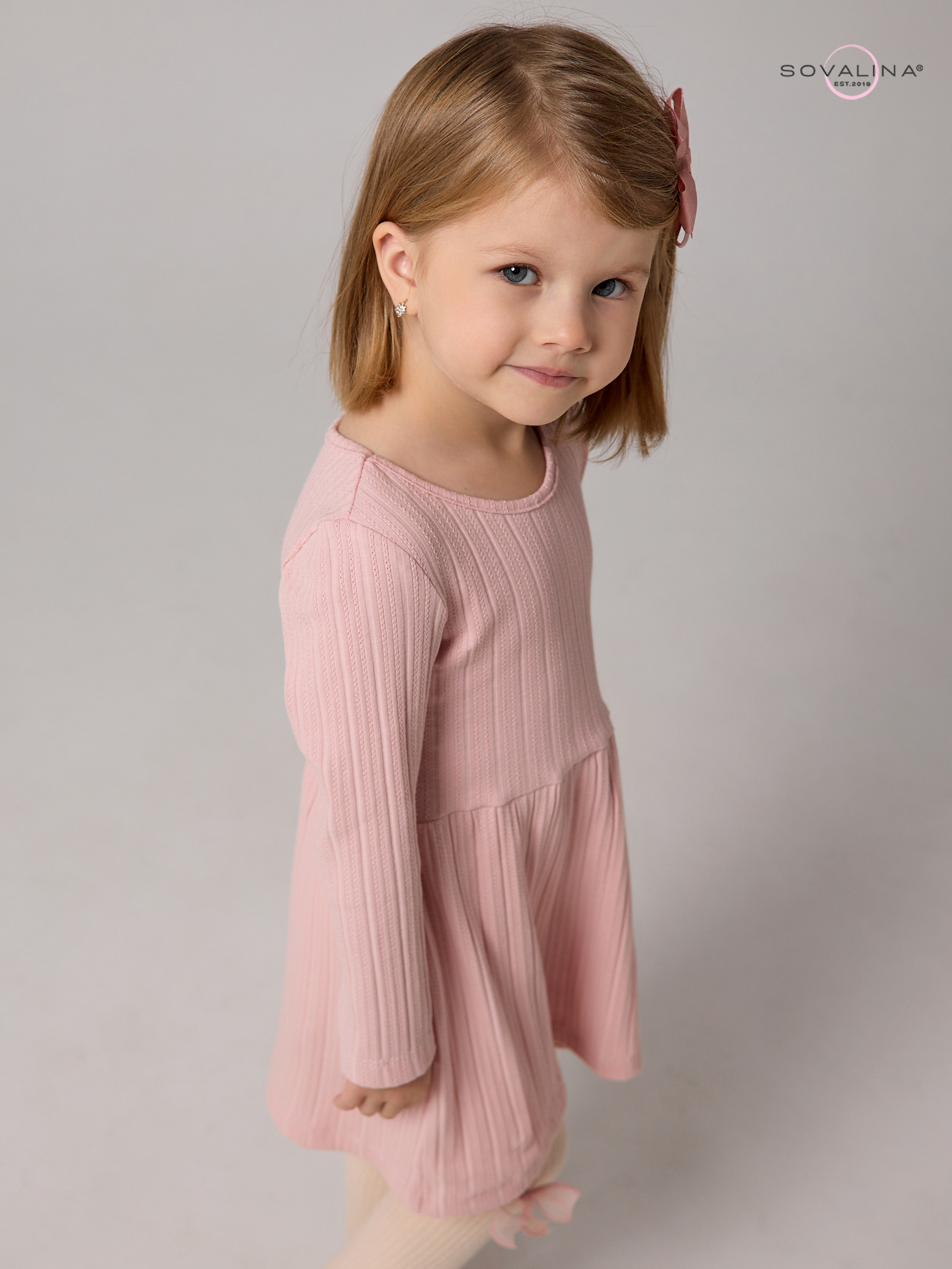 Платье Эля косичка пудра