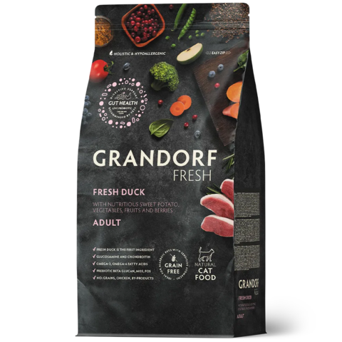 GRANDORF FRESH Свежее мясо утки с бататом для взрослых кошек