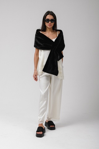 Брюки шелк с кружевом (шампань)