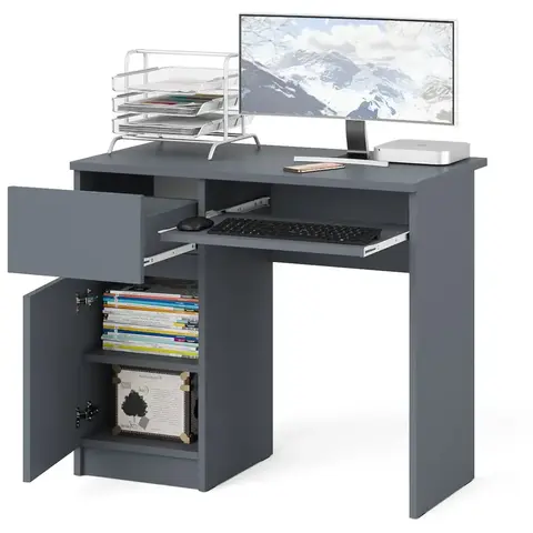 стол письменный МОРИ МС-1 ЛЕВЫЙ (графит)