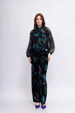 Marc Cain Блуза шифоновая в узор с перьями