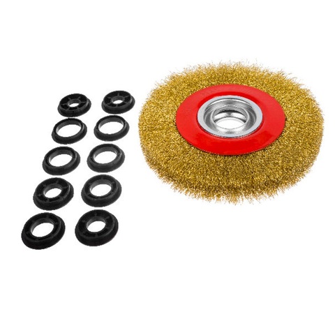 45-2-615 Щетка-крацовка дисковая, усиленная, переходные кольца d=25,22,19,15,12 мм - 2 шт, d=150мм (РемоКолор)