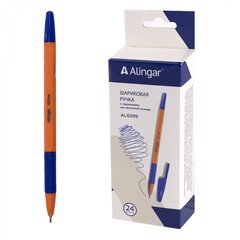 
          Ручка шариковая Alingar, 0,7 мм, синяя, на масляной основе, игольчатый наконечник, резин. грип, шестигранный, оранжевый, пластиковый корпус, карт. уп.