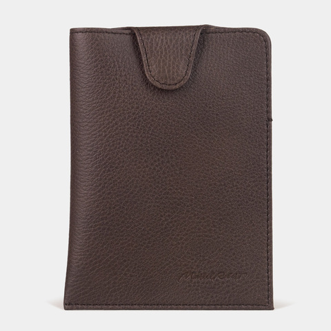 Обложка-кармашек для паспорта London из кожи теленка, темно-коричневого цвета