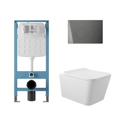 Aqueduto AQDS365T AQD комплект: TECNICA Novo Система инсталляции для подвесного унитаза, CIRCULO Novo Панель смыва, оружейная сталь, MACIO Tornado Унитаз подвесной 520*370 безободковый, Tornado, сиденье с микролифтом, белый глянцевый фото