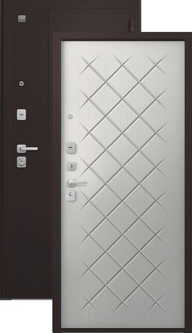 Теплая дверь входная Сезам В(V)-02 (2026), 2 замка, 1,4 мм металл, (шоколад букле+скандинавский ясень)