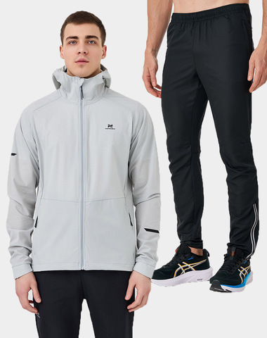 Костюм мужской беговой с капюшоном Nordski Pro Energy Run 2.0 Grey-Black