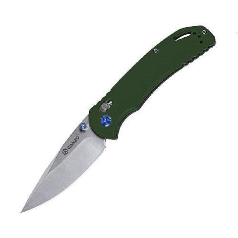 Ganzo Folding Knife Green G10 Handle D2 Drop Point Plain Edge G704-GR