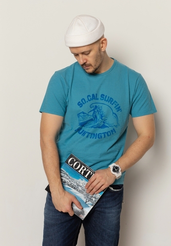 Футболка Bowery NYC "So.Cal Surfin' Huntington" Slub Pagoda Blue