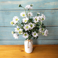 Ромашка аптечная, реалистичная, искусственные цветы, 5 веток, 39 см, набор 1 букет.