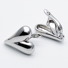 Ювелирные швензы Сердце с родиевым покрытием, размер 18*14 мм, цена за пару