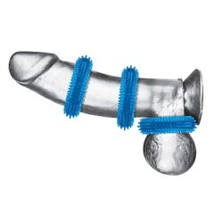 Комплект из трех голубых колец для эрекции 3-Pack Ultra-Stim Stretch Cock Rings - 