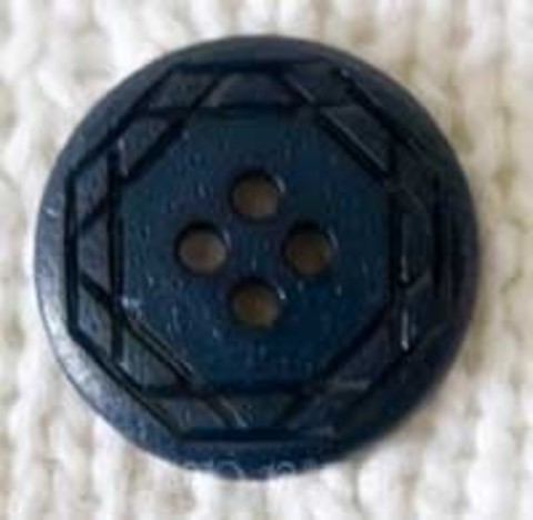 Пуговица с орнаментом круглая, темно-синяя