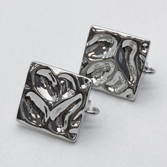 Ювелирные швензы с родиевым покрытием, размер 14*16 мм, цена за пару