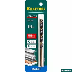 KRAFTOOL COBALT-8, 8.5 х 117 мм, сталь М42, HSS-Co(8%), сверло по металлу (29656-8.5)