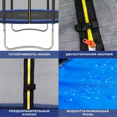 Батут с защитной сеткой PERFETTO SPORT PREMIUM STRONG 8 диаметр 2,4 м зеленый