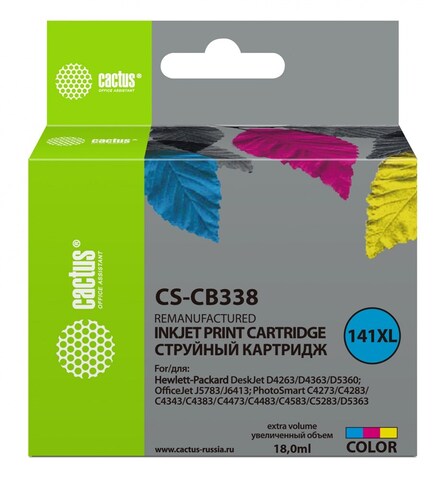 Картридж струйный Cactus CS-CB338 №141XL многоцветный (18мл) для HP DJ D4263, D4363, D5360, DJ J5783, J6413, PS C4273, C4283, C4343, C4383, C4473, C4483, C4583, C5283, D5363