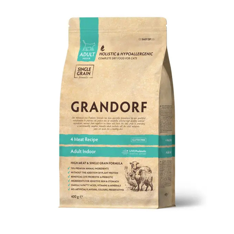 Сухой корм Grandorf Сat 4 Meat PROBIOTIC INDOOR 4 мяса и пробиотик для кошек 400 гр (Грандорф)
