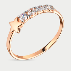 Золотое кольцо из розового золота 585 пробы для женщин с фианитами (арт. 10940)