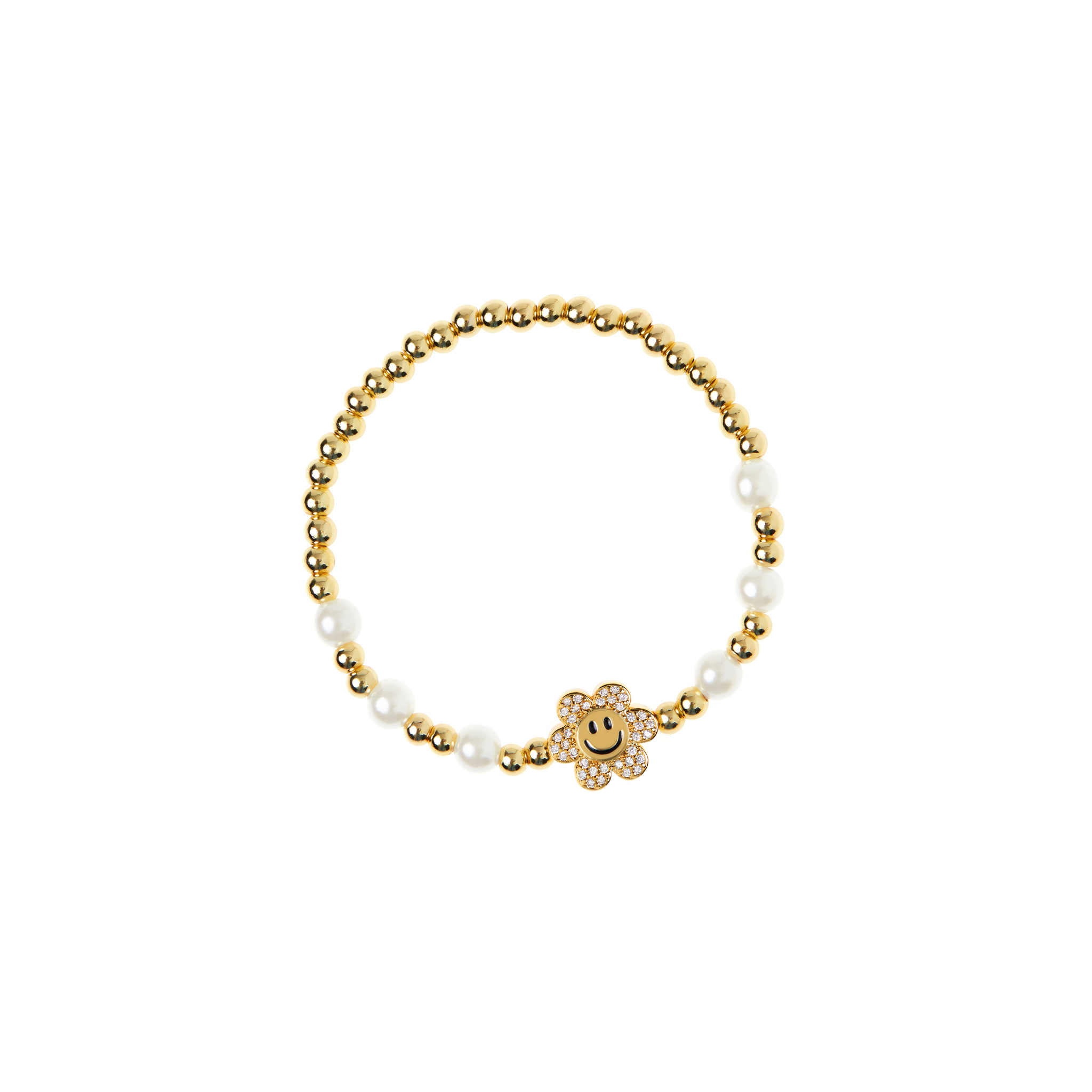 DÉJÀ VU Браслет Pearly Gold Smiley Flowers Bracelet - White timeless pearly браслет evil eye bracelet