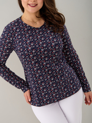 Лонгслив ЛНкл-081/синий-краснаяветочка